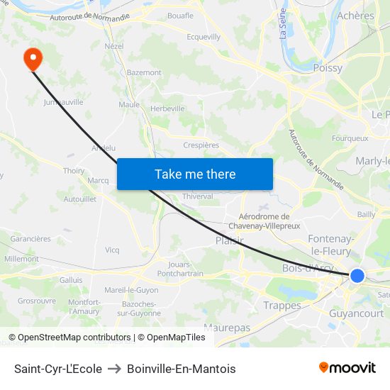 Saint-Cyr-L'Ecole to Boinville-En-Mantois map