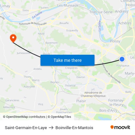 Saint-Germain-En-Laye to Boinville-En-Mantois map