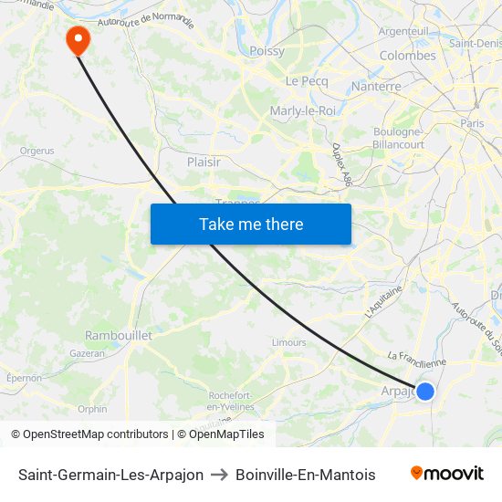 Saint-Germain-Les-Arpajon to Boinville-En-Mantois map