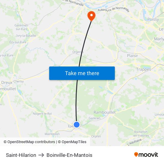 Saint-Hilarion to Boinville-En-Mantois map