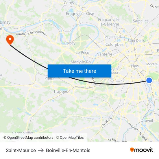 Saint-Maurice to Boinville-En-Mantois map