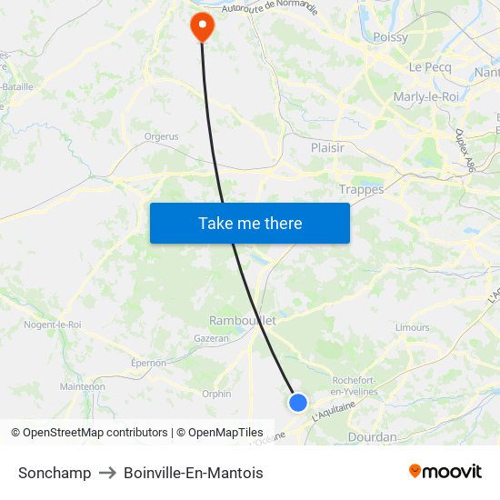 Sonchamp to Boinville-En-Mantois map