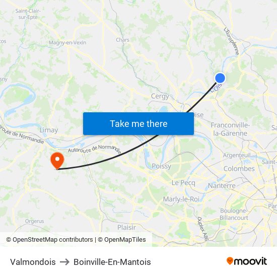Valmondois to Boinville-En-Mantois map