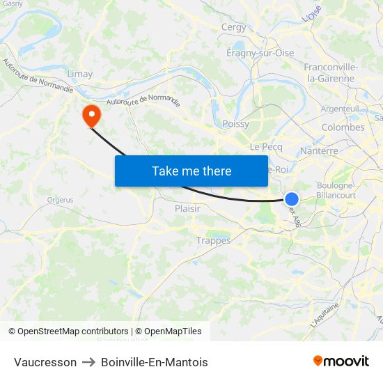 Vaucresson to Boinville-En-Mantois map