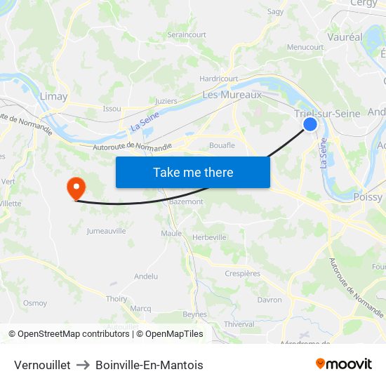 Vernouillet to Boinville-En-Mantois map