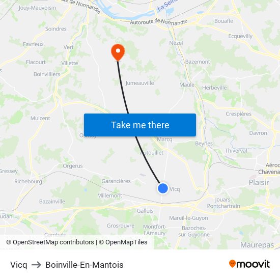 Vicq to Boinville-En-Mantois map