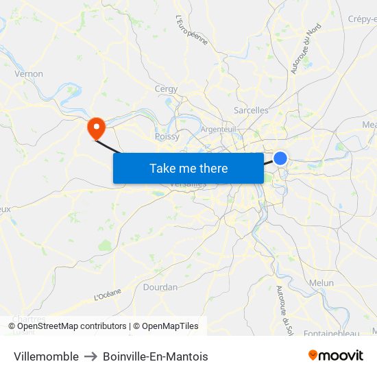 Villemomble to Boinville-En-Mantois map