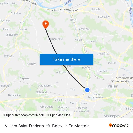 Villiers-Saint-Frederic to Boinville-En-Mantois map