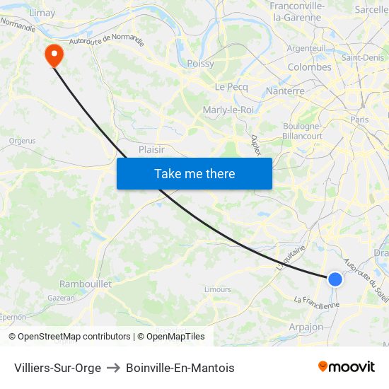 Villiers-Sur-Orge to Boinville-En-Mantois map