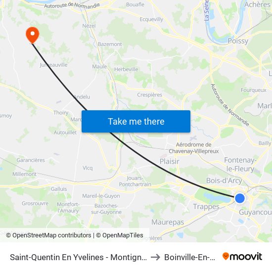 Saint-Quentin En Yvelines - Montigny-Le-Bretonneux to Boinville-En-Mantois map