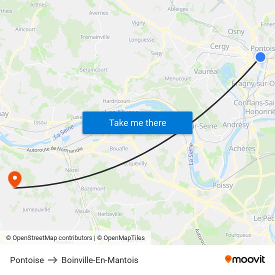 Pontoise to Boinville-En-Mantois map