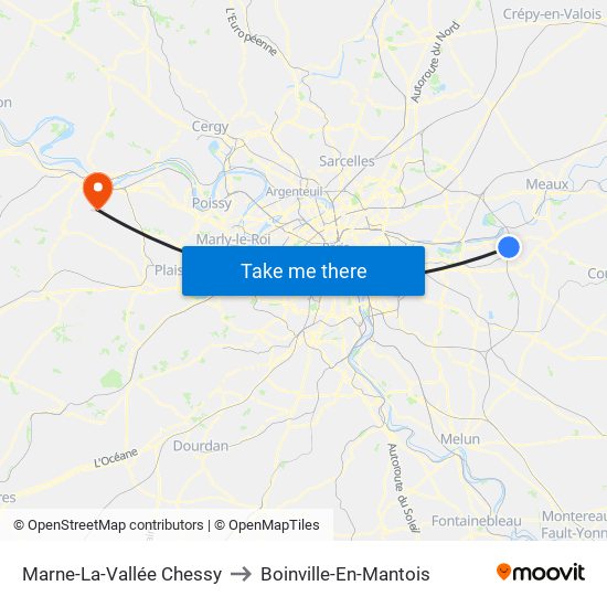 Marne-La-Vallée Chessy to Boinville-En-Mantois map