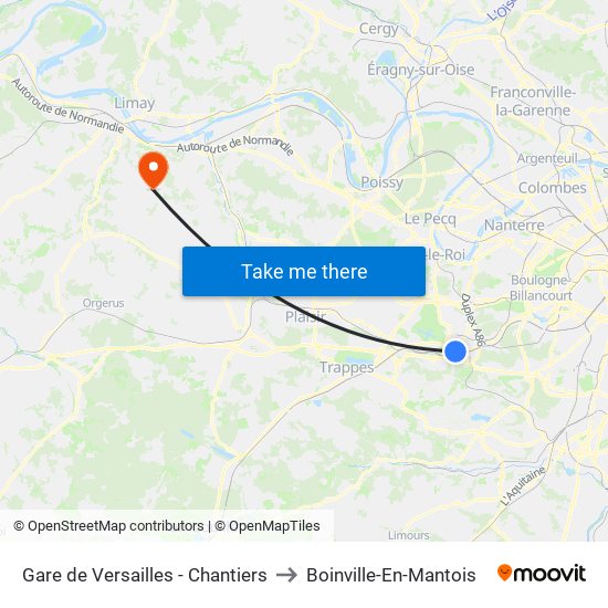 Gare de Versailles - Chantiers to Boinville-En-Mantois map