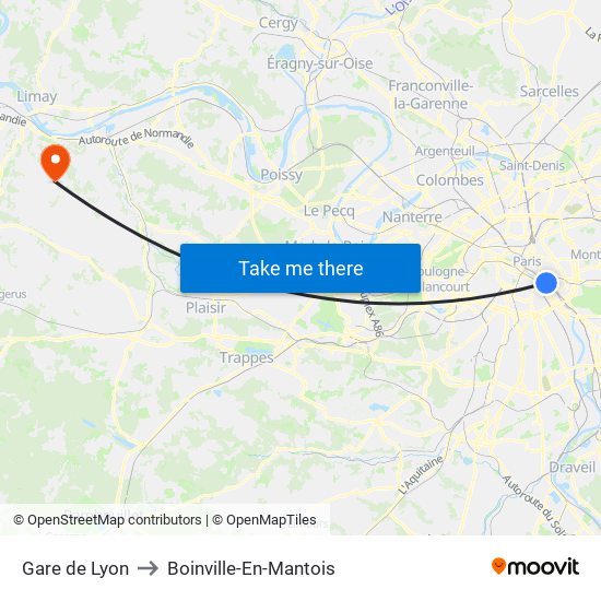 Gare de Lyon to Boinville-En-Mantois map