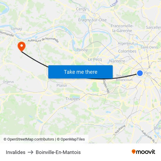 Invalides to Boinville-En-Mantois map
