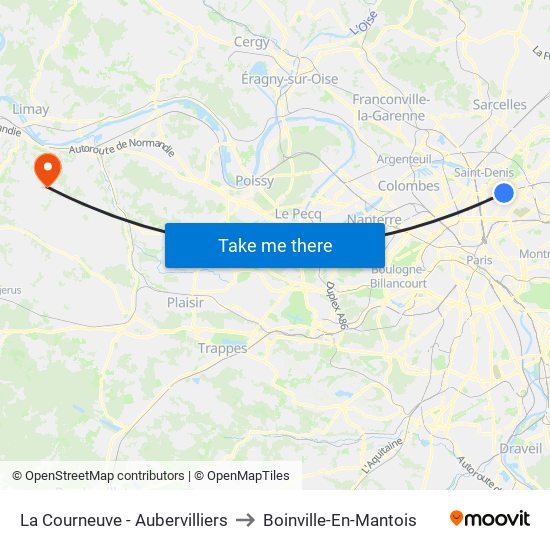 La Courneuve - Aubervilliers to Boinville-En-Mantois map