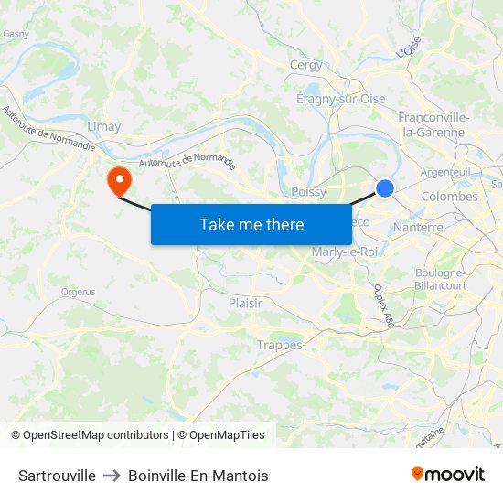 Sartrouville to Boinville-En-Mantois map