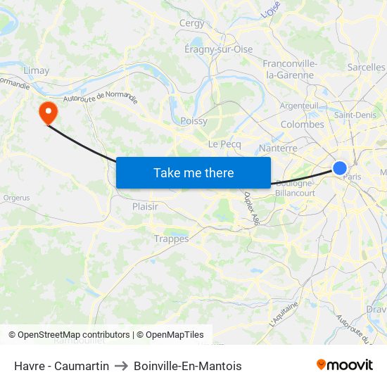 Havre - Caumartin to Boinville-En-Mantois map