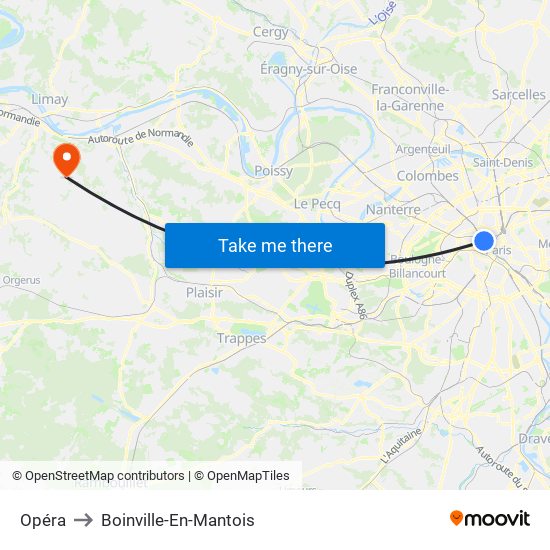 Opéra to Boinville-En-Mantois map
