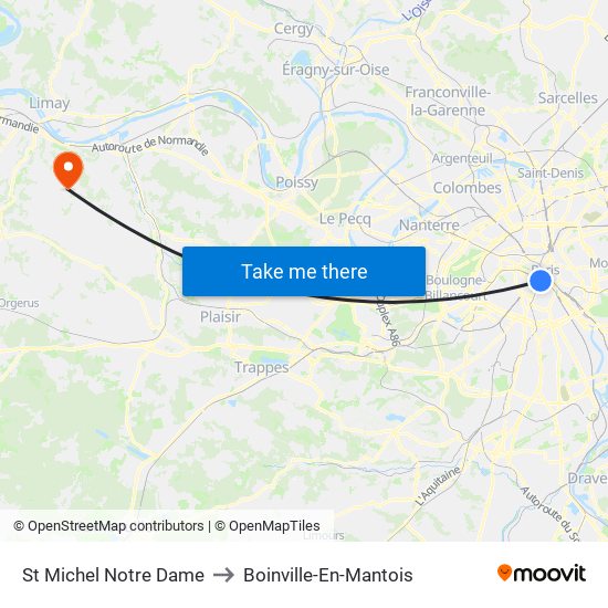 St Michel Notre Dame to Boinville-En-Mantois map