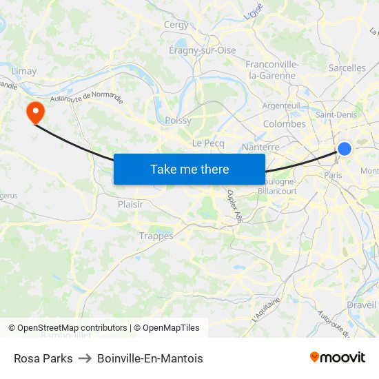 Rosa Parks to Boinville-En-Mantois map
