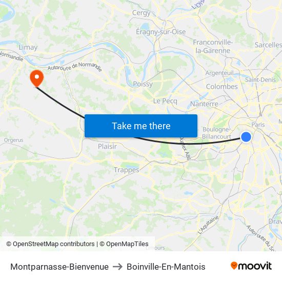 Montparnasse-Bienvenue to Boinville-En-Mantois map
