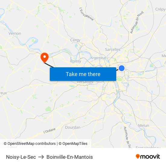 Noisy-Le-Sec to Boinville-En-Mantois map