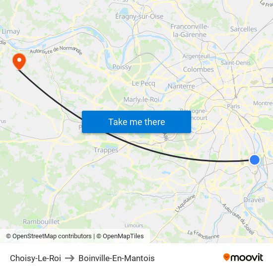 Choisy-Le-Roi to Boinville-En-Mantois map