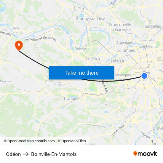 Odéon to Boinville-En-Mantois map