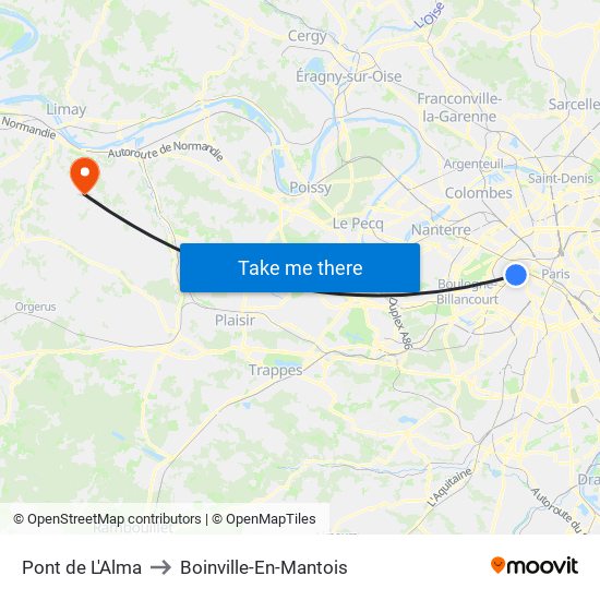Pont de L'Alma to Boinville-En-Mantois map