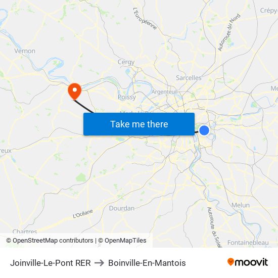 Joinville-Le-Pont RER to Boinville-En-Mantois map