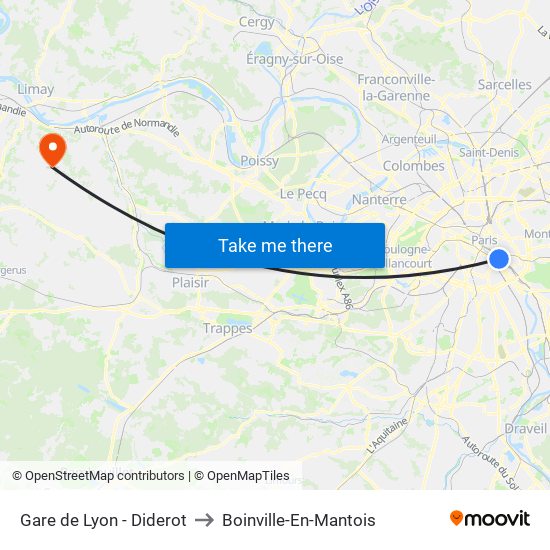 Gare de Lyon - Diderot to Boinville-En-Mantois map