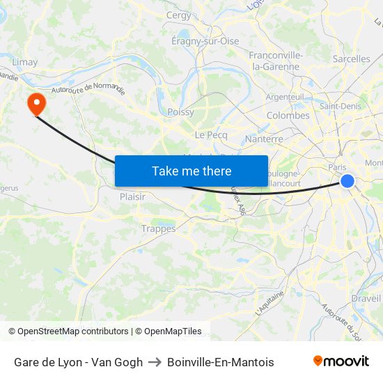 Gare de Lyon - Van Gogh to Boinville-En-Mantois map