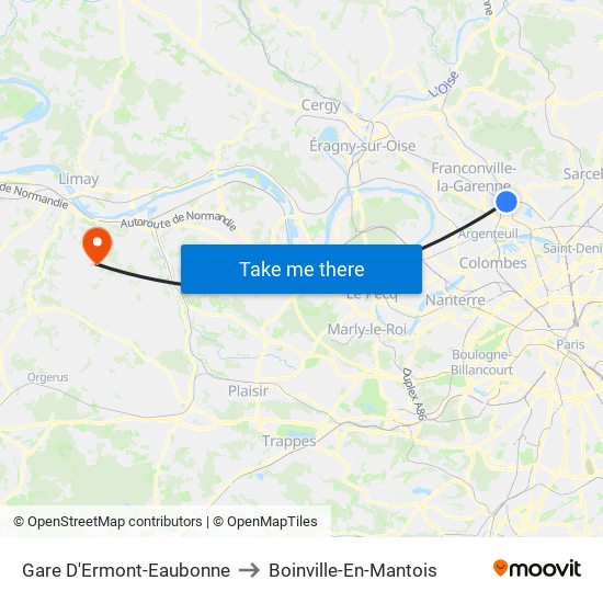 Gare D'Ermont-Eaubonne to Boinville-En-Mantois map