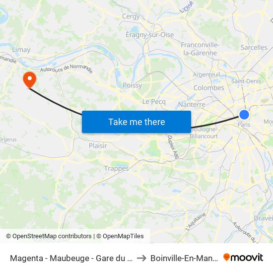 Magenta - Maubeuge - Gare du Nord to Boinville-En-Mantois map