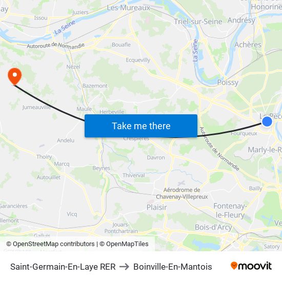 Saint-Germain-En-Laye RER to Boinville-En-Mantois map