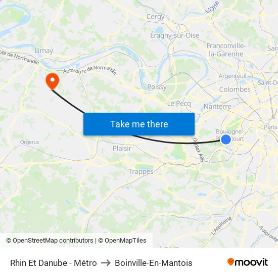 Rhin Et Danube - Métro to Boinville-En-Mantois map