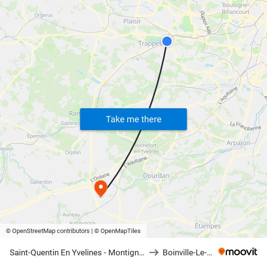 Saint-Quentin En Yvelines - Montigny-Le-Bretonneux to Boinville-Le-Gaillard map
