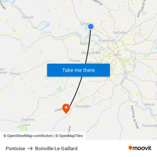 Pontoise to Boinville-Le-Gaillard map