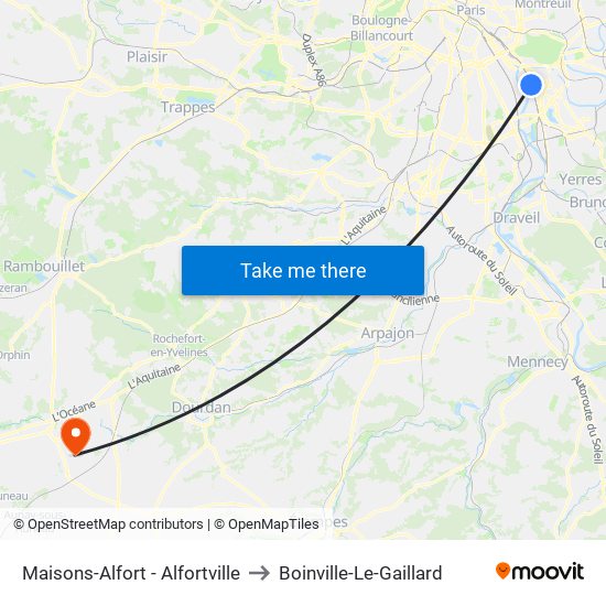 Maisons-Alfort - Alfortville to Boinville-Le-Gaillard map