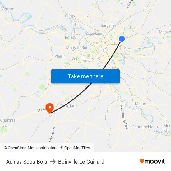 Aulnay-Sous-Bois to Boinville-Le-Gaillard map