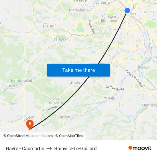 Havre - Caumartin to Boinville-Le-Gaillard map