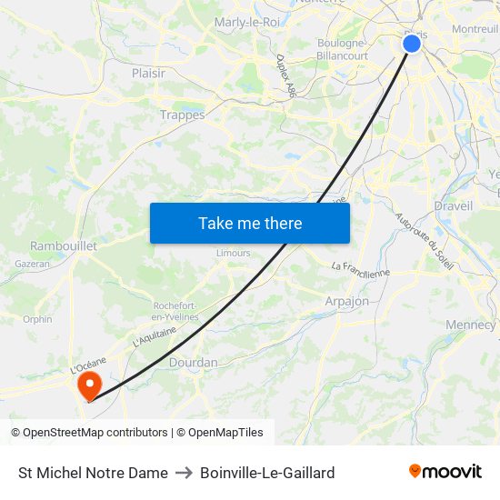 St Michel Notre Dame to Boinville-Le-Gaillard map