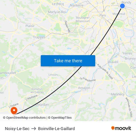 Noisy-Le-Sec to Boinville-Le-Gaillard map