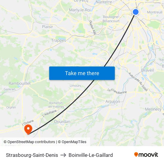 Strasbourg-Saint-Denis to Boinville-Le-Gaillard map