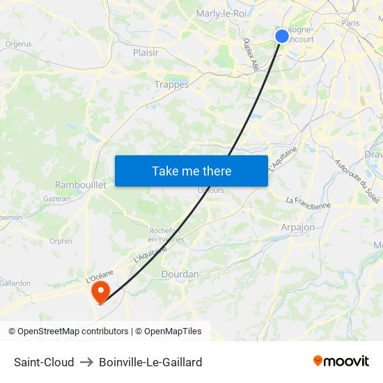 Saint-Cloud to Boinville-Le-Gaillard map
