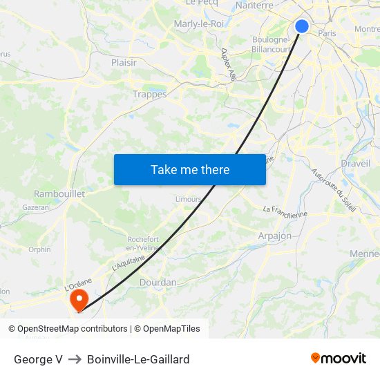 George V to Boinville-Le-Gaillard map