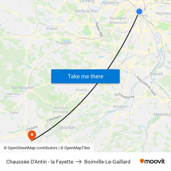 Chaussée D'Antin - la Fayette to Boinville-Le-Gaillard map