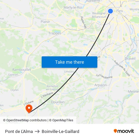 Pont de L'Alma to Boinville-Le-Gaillard map