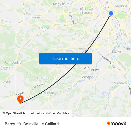 Bercy to Boinville-Le-Gaillard map